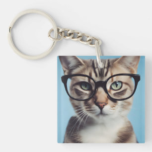 Cat Wearing Glasses Schlüsselanhänger