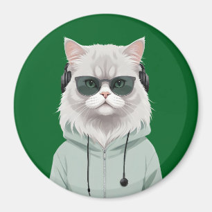 Cat Wearing Hoodie Funny Coole Tierart Art Magnet