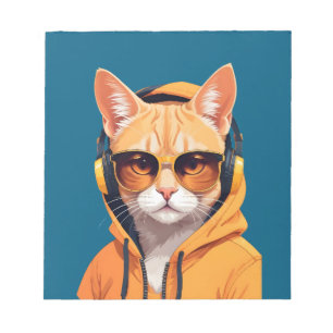 Cat Wearing Hoodie Funny Coole Tierart Art Notizblock