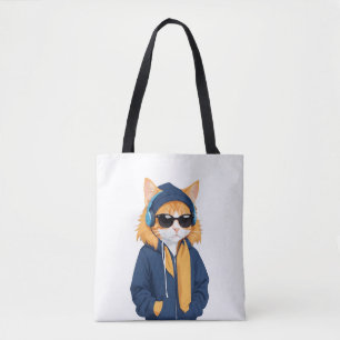 Cat Wearing Hoodie Funny Coole Tierart Art Tasche