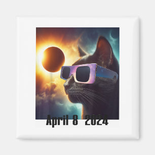 Cat Wearing Solar Brillen Eclipse Colorful Pop Cul Magnet
