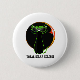 Cat Wearing Solar Eclipse Brille Gesamtsolarekel Button