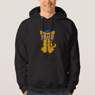Cat Wearing Sonnenbrille Playi Oboe Klarinette Ins Hoodie