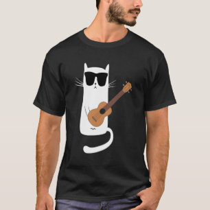 Cat Wearing Sonnenbrille Playing Ukulele T-Shirt