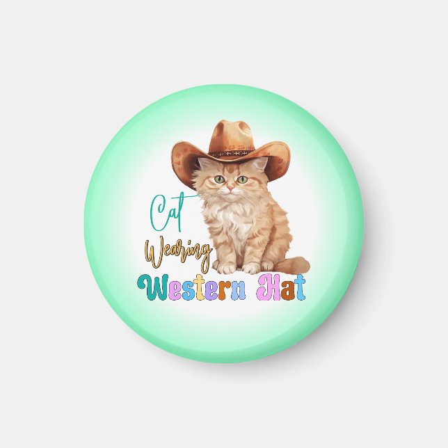 Cat Wearing Western Hat-85246 Magnet (Vorne)