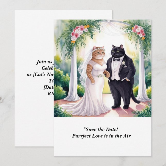 CAT-WEDD Speichern der Datumseinladung Einladung (Vorne/Hinten)