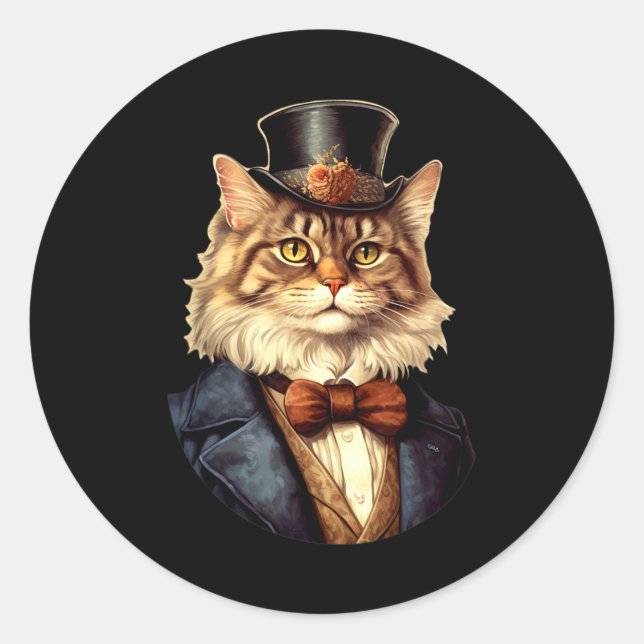 Cat Wedding Bride Groom Pet Cat Eigentümer Liebhab Runder Aufkleber (Vorderseite)