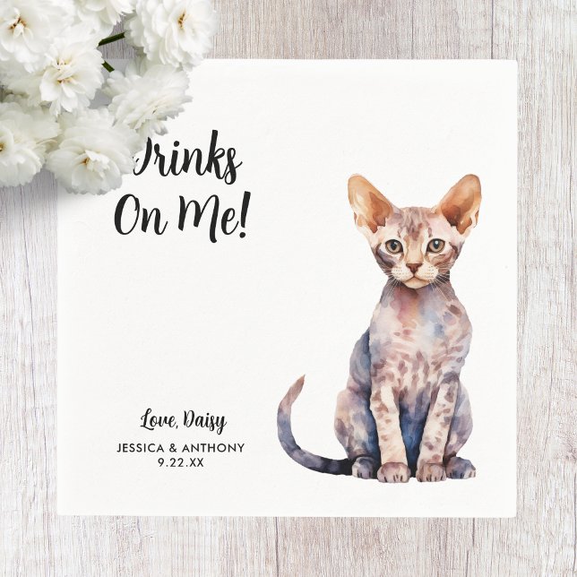 Cat Wedding Cocktail Napkin Serviette (Von Creator hochgeladen)