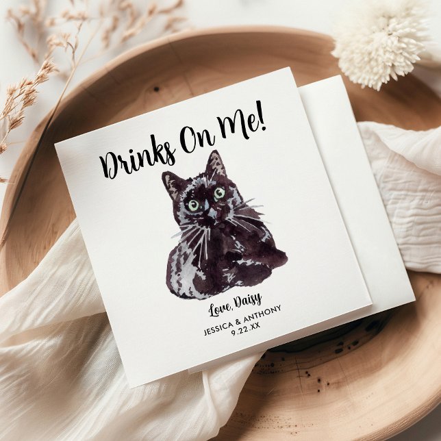 Cat Wedding Cocktail Napkins Serviette (Von Creator hochgeladen)