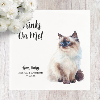 Cat Wedding Cocktail Napkins Serviette
