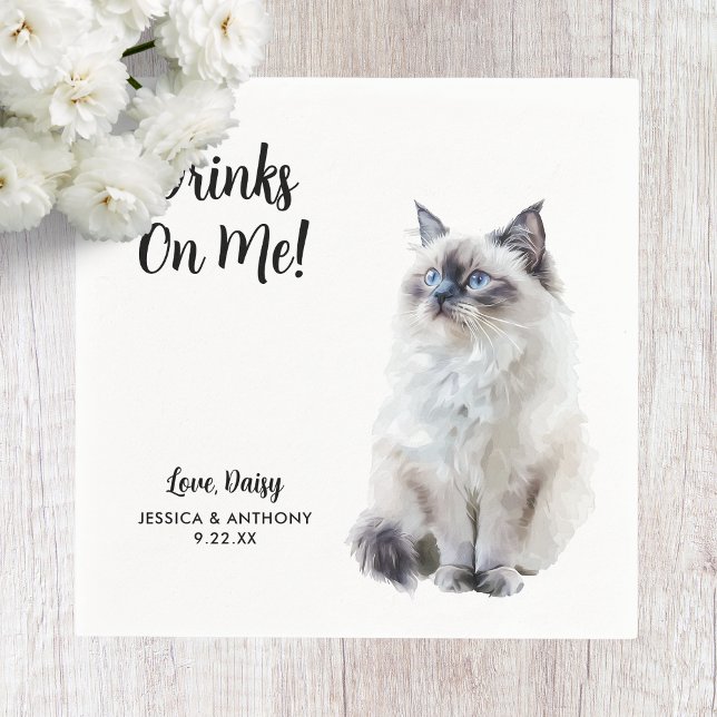 Cat Wedding Cocktail Napkins Serviette (Von Creator hochgeladen)