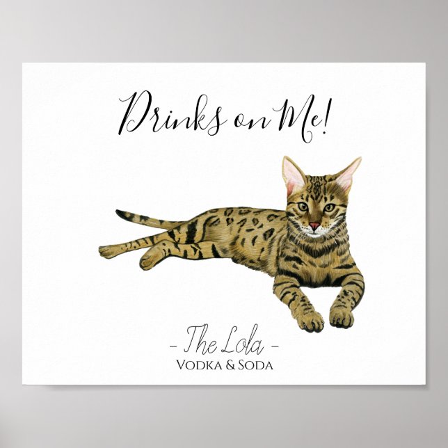 Cat Wedding Drink Zeichen Poster (Vorne)