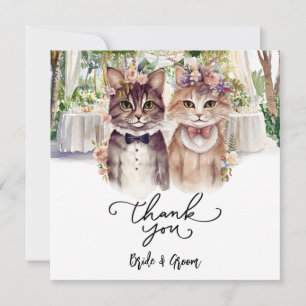 Cat Wedding mit Braut und Bräutigam Dankeskarte