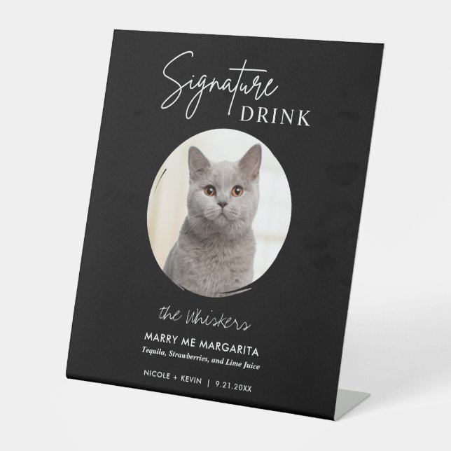 Cat Wedding Signature Drinks Cocktail Bar Pedestal Sockelschild (Vorderseite)