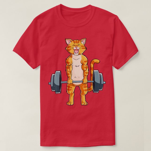 Cat Weightlift Power Hebe Deadlift Fitness Gy T-Shirt (Design vorne)