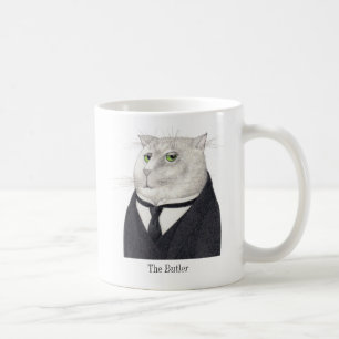 CAT-Weiße Tasse BUTLER + Text