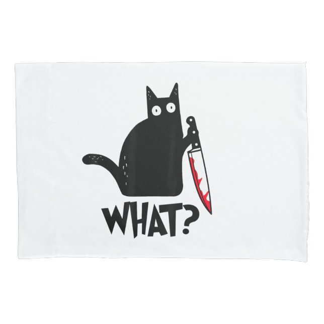 Cat What_ Funny Black Cat  Kissenbezug (Vorderseite)