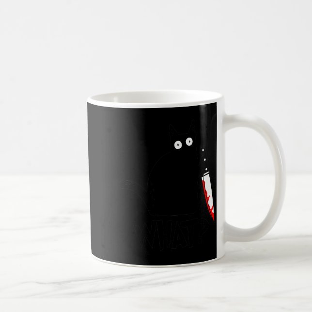 Cat What_ Funny Black Cat Murderous Cat With Knife Kaffeetasse (Rechts)