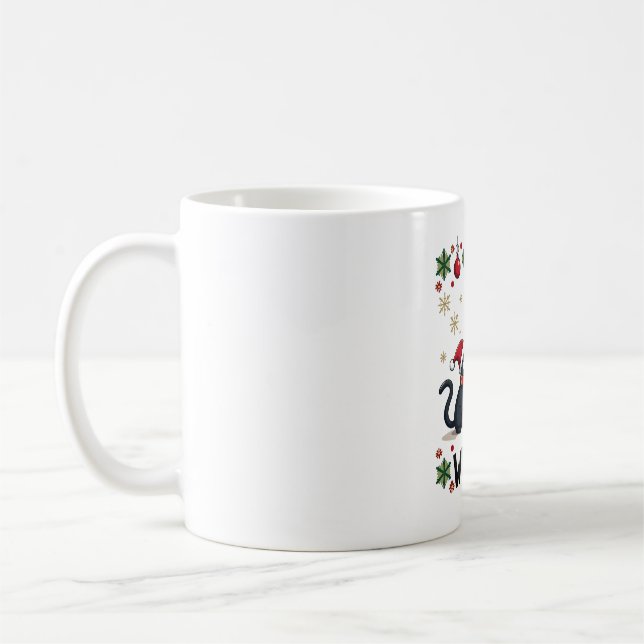 Cat What Funny Black Cat Pushing Christmas Tree Ug Kaffeetasse (Links)
