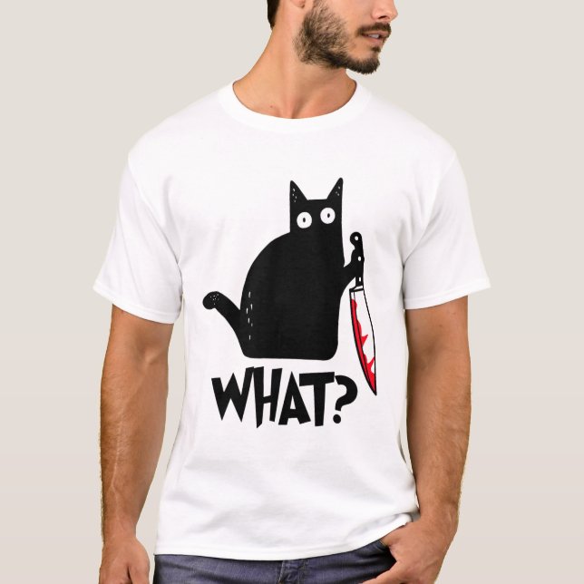 Cat What Funny Black Cat Shirt (Vorderseite)