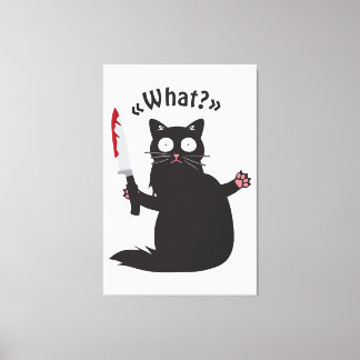 Cat What Funny Black Cat Shirt Fun Murderous Cat W Leinwanddruck
