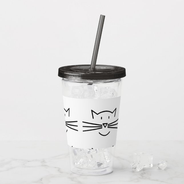 Cat Whisker Face Acrylic Tumblers Acryltrinkbecher (Rückseite Ice)