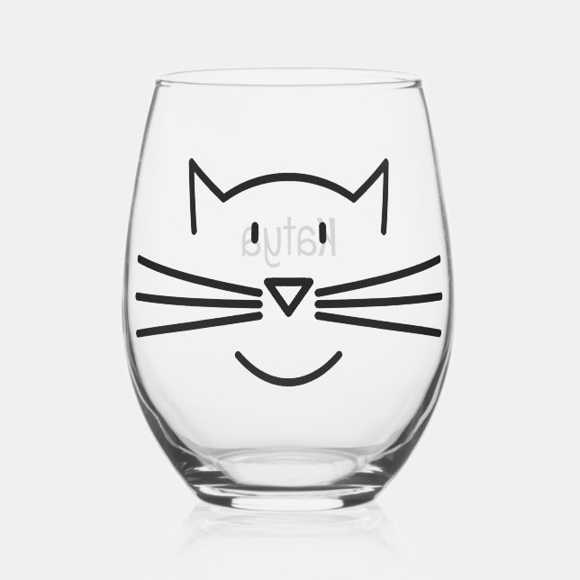 Cat Whiskers Design Weinglas Ohne Stiel (Vorderseite)
