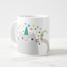 Cat White Unicorn Caticorn Farbenfrohe Sterne Chic