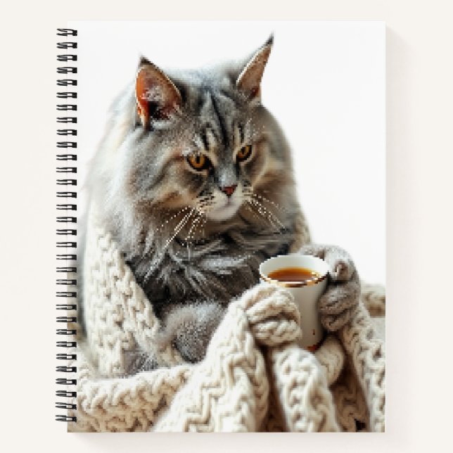 Cat Winter Tee genießen Notizbuch (Vorderseite)