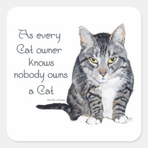 Cat Wisdom - wie jeder Katzen-Besitzer weiß Quadratischer Aufkleber
