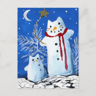 Cat Wish auf einem Stern Postkarte