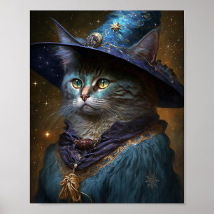 Cat Witch Fantasy Art Poster
