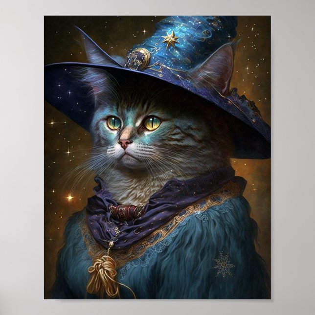 Cat Witch Fantasy Art Poster (Vorne)
