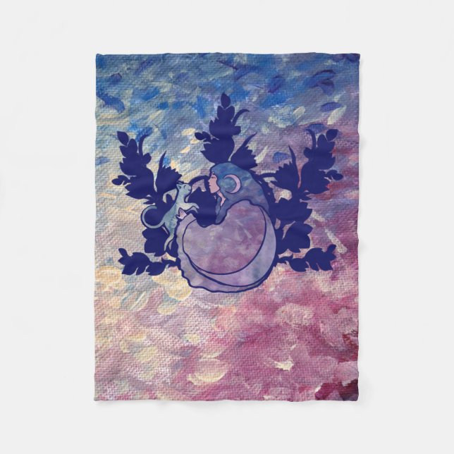 Cat Witch Moon Goddess Wiccan Cat Person Fleecedecke (Vorderseite)