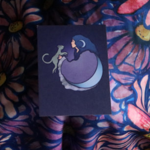 Cat Witch Moon Goddess Wiccan Cat Person Karte