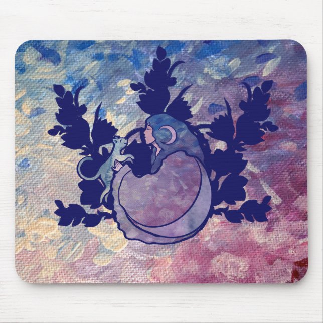 Cat Witch Moon Goddess Wiccan Cat Person Mousepad (Vorne)