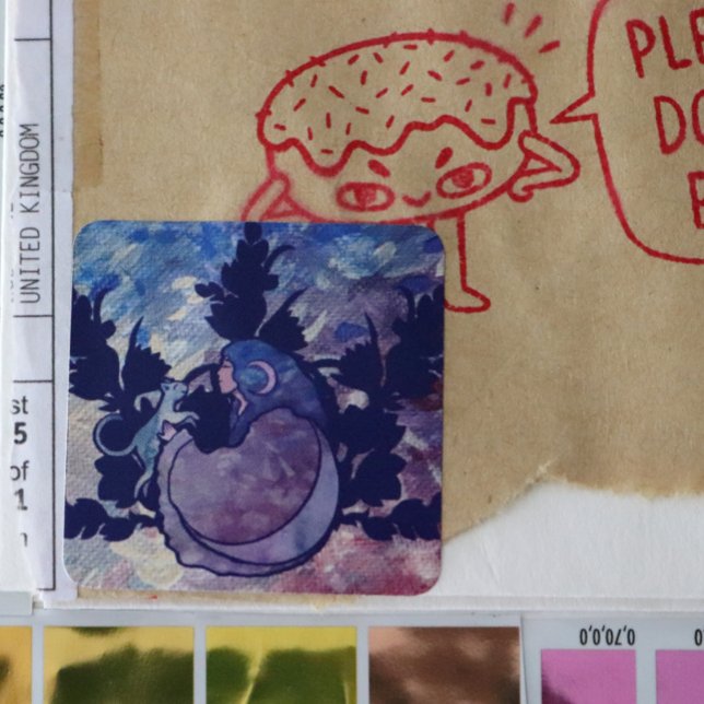 Cat Witch Moon Goddess Wiccan Cat Person Quadratischer Aufkleber (Von Creator hochgeladen)