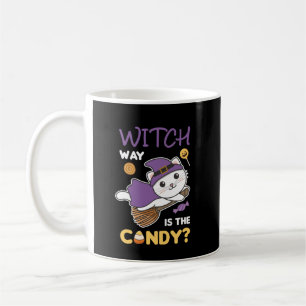 Cat Witch Witch Way Is The Candy Happy Halloween Kaffeetasse