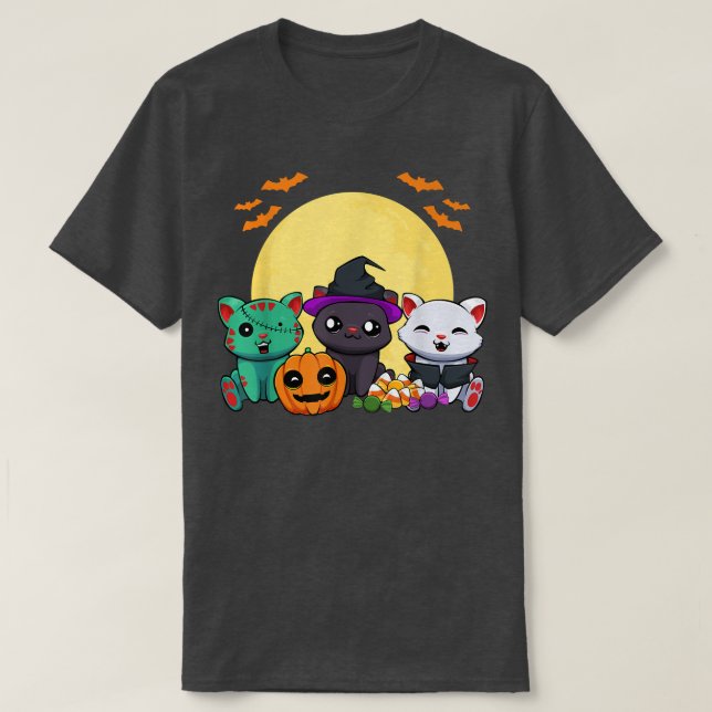 Cat Witch Zombie Vampire Lazy Halloween Kostüm Cu T-Shirt (Design vorne)