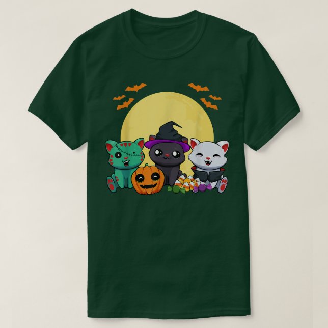 Cat Witch Zombie Vampire Lazy Halloween Kostüm Cu T-Shirt (Design vorne)