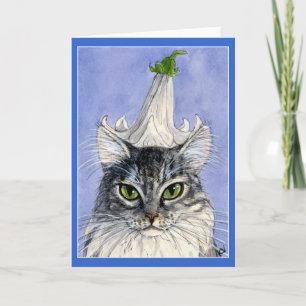 Cat with a Lily-Hut-Grußkarte Karte