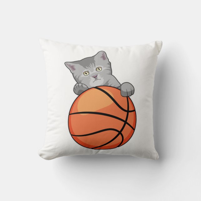 Cat with Basketball Kissen (Vorderseite)
