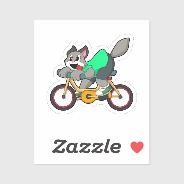 Cat with Bicycle Aufkleber (Blatt)