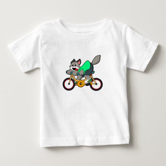 Cat with Bicycle Baby T-shirt (Vorderseite)