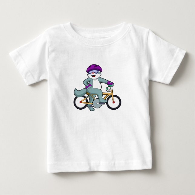 Cat with Bicycle Baby T-shirt (Vorderseite)