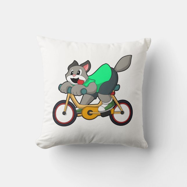 Cat with Bicycle Kissen (Vorderseite)