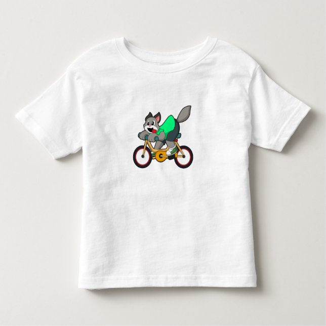 Cat with Bicycle Kleinkind T-shirt (Vorderseite)