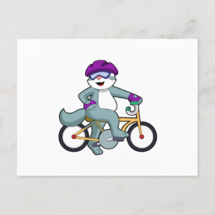 Cat with Bicycle Postkarte
