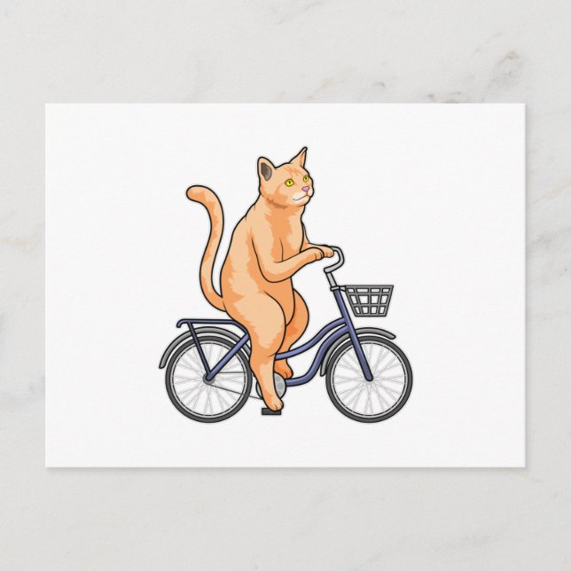 Cat with Bicycle Postkarte (Vorderseite)