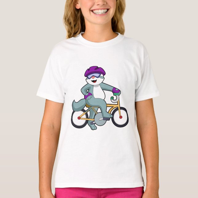 Cat with Bicycle T-Shirt (Vorderseite)